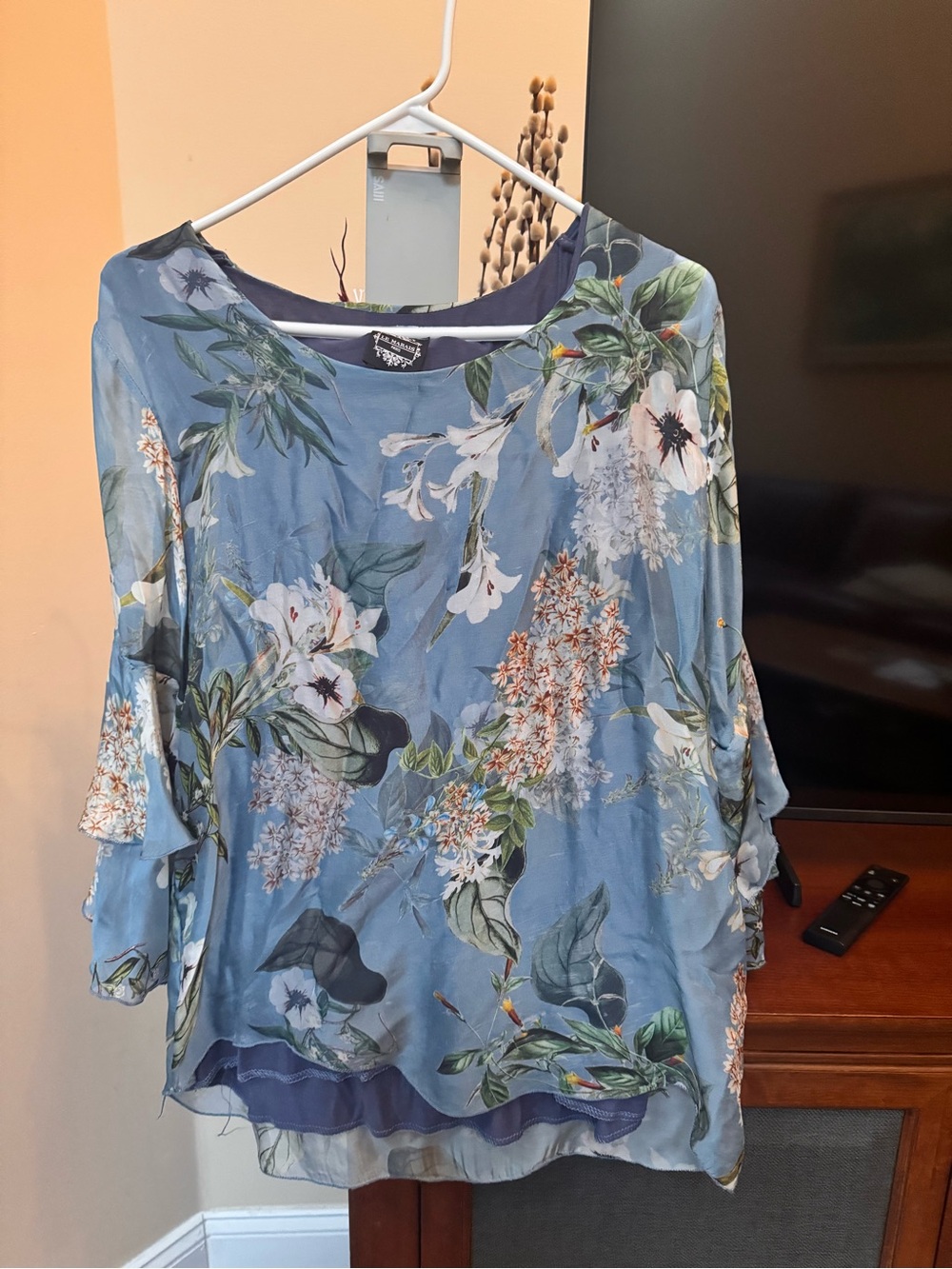 Floral Blue Lightweight Chiffon Women’s Top
